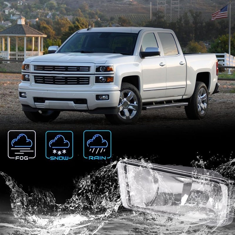 CHEDA Fog Lights w/Bulbs Compatible with 2007-2015 Chevy Silverado/Tahoe/Suburban Driving Fog Lamps neblineros para autos delantero faros antiniebla Clear Lens - Image 5